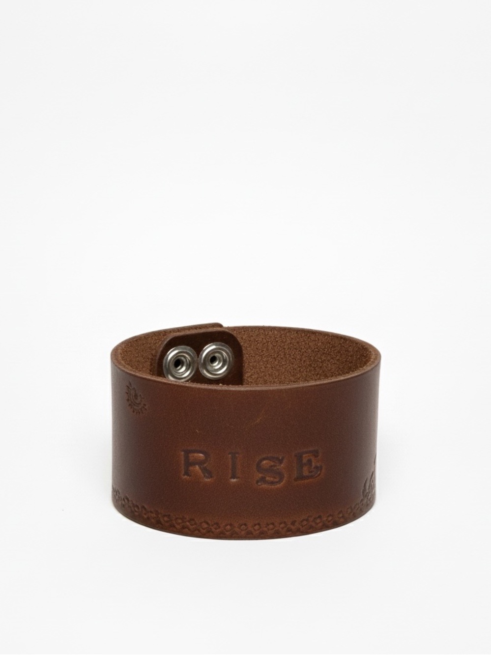 Handmade motivational rising phoenix 100% leather brown wide cuff bracelet
